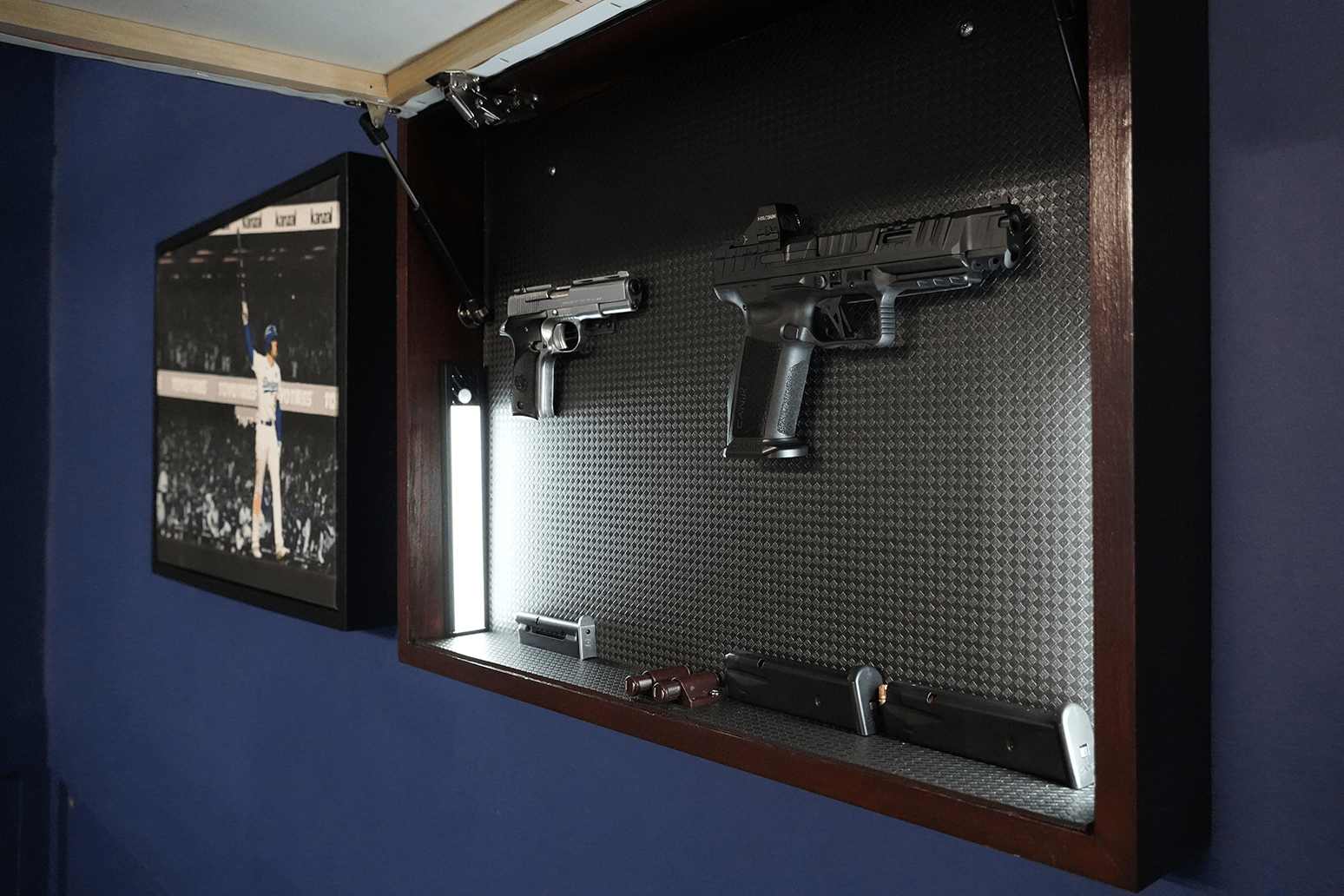 Custom Canvas Art - 2 Pistol - Hidden Gun Safe with Biometric Fingerprint Lock - Bell Heritage Company - Black